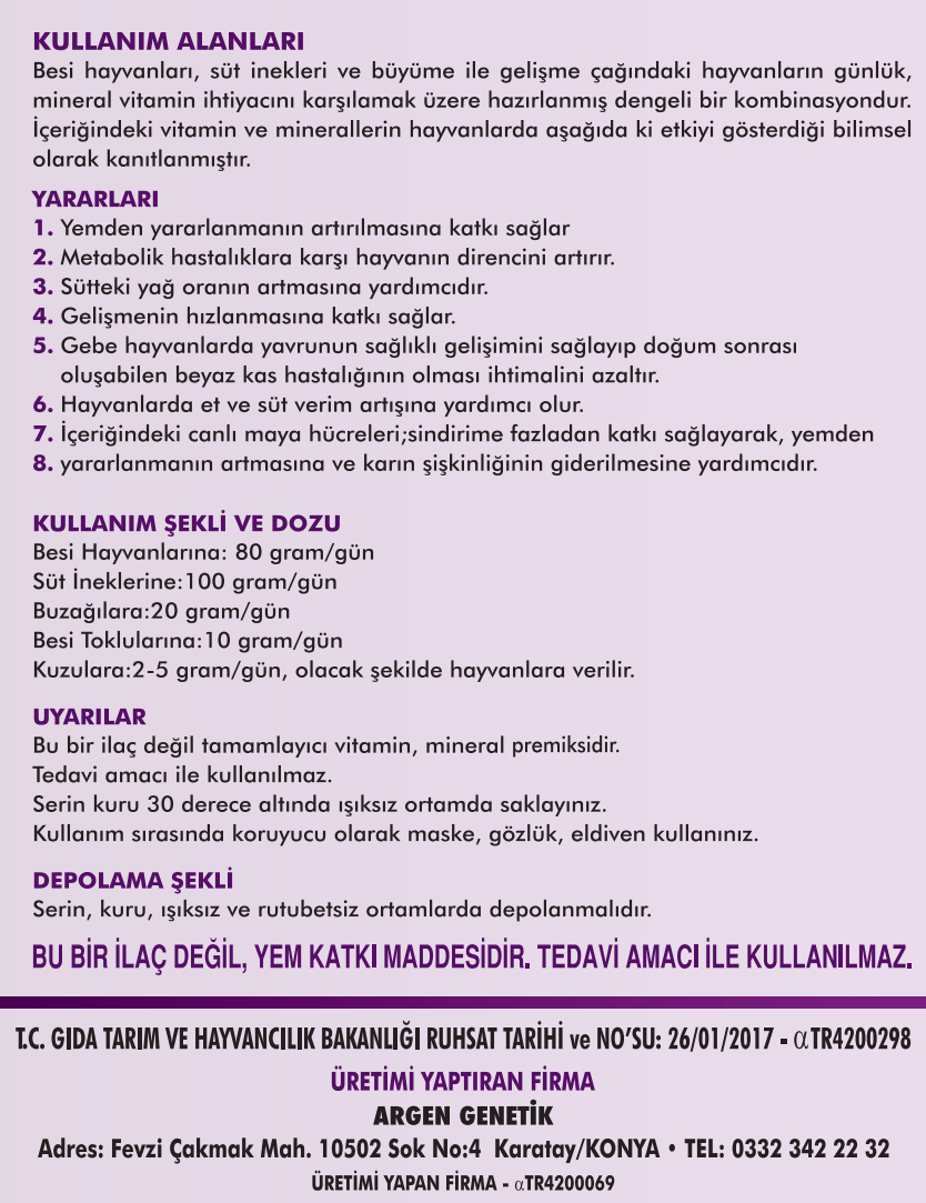 NUBİLA MİX YEM KATKI MADDESİ